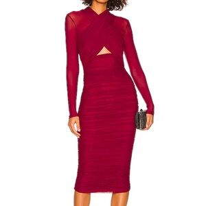 Elegant Burgundy Long Sleeve Dress